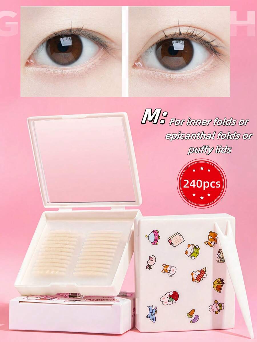 OEIEZ 无胶隐形双眼皮贴，2025新款眼皮贴，适合内双，防水隐形双眼皮贴，天然纤维蕾丝眼皮提拉条，打造自然妆容（S+M+L），化妆，便宜，房间装饰，梳妆台，旅行，卧室，化妆配件，便宜，圣诞礼物，化妆，化妆工具，便宜货，礼物，女士礼物，圣诞礼物，赠品，旅行，便宜货，旅行必备 - 彩色 - 查看 1