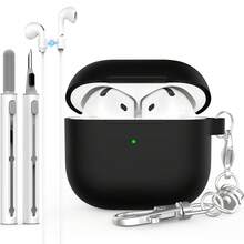 For AirPods 4 Case Cover 2024 With Cleaner Kit, Soft Silicone Protective Case Compatible With Apple AirPods 4th Generation Case For Women Men,AirPod 4 Case Accessories With Keychain