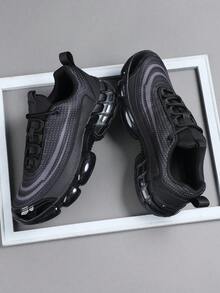 Men's Low-Top Sneakers, Casual Running Shoes, Jogging Shoes, Men's Walking Shoes, Fashionable Gradient Red Footwear, Tennis Shoes, Streetwear - Black - View 1