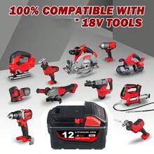 Replacement For Milwaukee M18 Battery 12.0Ah High Output Compatible With Milwaukee 18V Battery 48-11-1880 48-11-1850 48-11-1860 And 18 Volt Cordless Power Tools - 1pack 12.0Ah | Red&Black - 查看 4