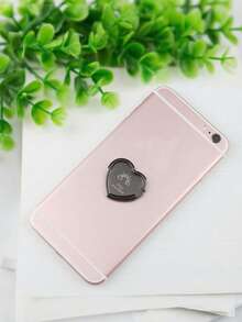 1pc Customized Metal Heart-Shaped Phone Holder, 360° Rotatable, Creative Gift, Team Customization, Suitable For All Phones, No Battery Included