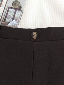 Pantalones casuales de unicolor para niños con cintura elástica, decoración de botones falsos y bolsillos, para primavera/otoño