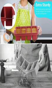 Ztomine Silicone Freezer Tray With Lid - Silicone Freezer Food Molds- Large Ice Cube Tray,Silicone Freezer Container,Freeze &Amp; Store Soup, Sauce, Broth,Leftovers - Makes 4 Perfect 1 Cup - Màu be - Xem 4