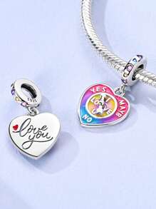 Silver Plated Charm Bow Coffee Machine Love Earphones Grandma Mom Pink Series Beads Charm Pendant Ball Suitable For Bracelets DIY Women's Jewelry - Silver - View 3