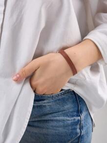 1 件时尚皮革手链，简约装饰腕带，可调节珠宝，适合日常佩戴，高品质圣诞礼物