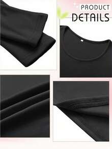 Áo thun dài tay cổ tròn lót giữ nhiệt mới, dáng ôm, thích hợp mặc mùa Xuân/Hè/Thu/Đông, áo lót thể thao đa năng cho nữ. - màu đen - Xem 5