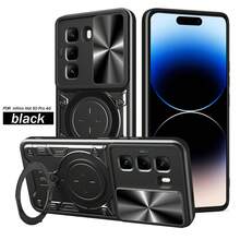Infinix Hot 50 Pro 4G 手机壳，带滑动相机镜头和支架 - 黑色 - 查看 1
