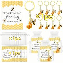 20/12/6/3/1 蜜蜂主题员工感谢礼套装，包含可爱蜜蜂钥匙扣、感谢卡、欧根纱袋，可作为激励同事的礼物、减压玩具、婚礼钥匙扣、生日礼物、钥匙扣套装、钥匙圈、婚礼装饰、父亲节礼物、派对礼品袋、派对礼品袋填充物、钥匙扣套装、毕业礼物、学年结束学生礼物 - 蜂巢鑰匙扣 - 查看 10