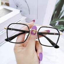 1 Pair Unisex Fashionable & Powerful Clear Lens Glasses, Suitable For Office Workers And Casual Outfits