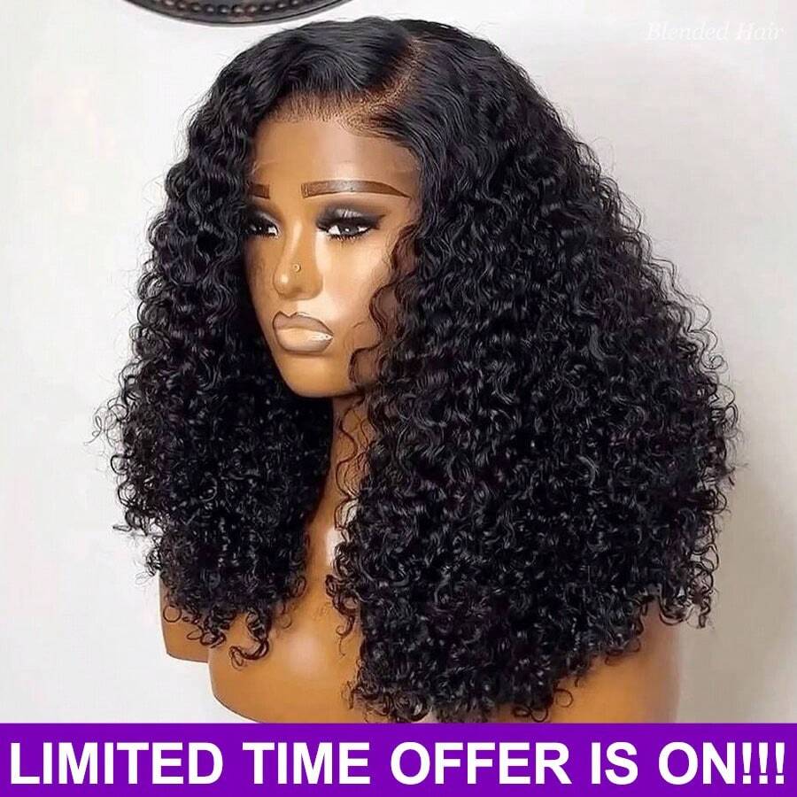 13X4 13X6 5X5 蕾丝前假发自然黑色 28 英寸杰瑞卷发假发 200% 密度真实全蕾丝空间 13X6 自然黑色杰瑞卷发假发混合头发预拔女士