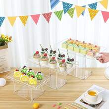 Juego de soporte de exhibición de postres de acrílico, soporte de acrílico transparente para cupcakes/postres, adecuado para cupcakes, pasteles, galletas, bandejas de postres en bodas, cumpleaños, fiestas - Multicolor - Ver 2