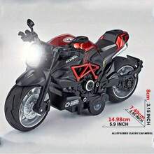 1:12 Scale Friction Powered Motorcycle Toy With Sound And Light Effects, Alloy Die-Cast Motorcycle Toy, Gift For Birthday, Christmas, Halloween - Multicolor - View 10
