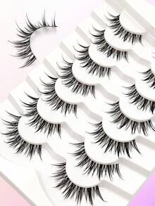 Asiteo 7 对漫画睫毛湿式泰式动漫角色扮演假睫毛透明带尖刺戏剧娃娃睫毛日韩睫毛条状睫毛、睫毛、睫毛、假睫毛 - 漫畫款濕睫毛 - 查看 5