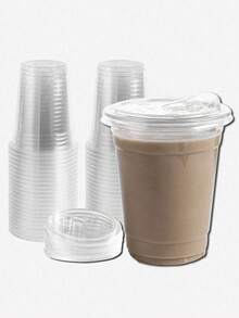 Large Transparent Crystal PET Plastic Cups, Disposable Cups With Straw Lids, Suitable For Ice Cream, Coffee, Smoothies, Milkshakes, Juices, And Beverages, Suitable For Coffee Shops, Milk Tea Shops, Large Dining Parties, And Households