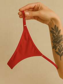 Extremely Sexy Thong Panties Smooth Fabric Side Adjustment High Waist Lingerie Premium Intimate Fashion - 紅色 - 查看 1