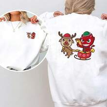 1pc/2pcs/3pcs Christmas Mischief Combo! Reindeer Sleigh & Imp Decals, Suitable For T-Shirts, Masks, Jeans, Backpacks, Machine Washable, Unisex DIY Stickers