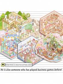 1 Book 56 Sheets 20 Designs No-Cut 3D Micro Landscaping Stickers, Layered Stereoscopic Visual Micro DIY Journal Stickers, Creative Decorative Materials,School Supplies,Back To School - Multicolor - View 8