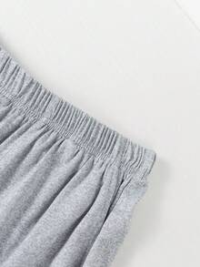 2件套男童和青少年男孩夏季休闲纯色简约牛奶丝短裤 - 黑色 - 查看 8