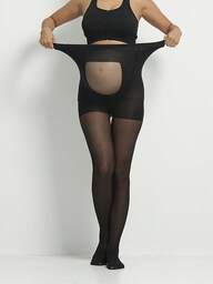 Rajstopy ciążowe, wygodne, oddychające, z wysokim stanem i przezroczystym wzorem na brzuchu, dopasowane, jednopara