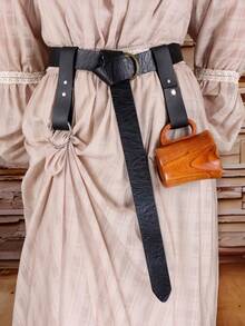 3pcs Renaissance Fair Props, Medieval Style PU Leather Set Including Belt, Cup Holder And Skirt Hoop, Halloween Fantasy Cosplay Party Supplies, Holiday Accessories - Multicolor - View 5