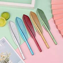 1/5/10/20 Pcs Customizable Neutral Pens, Feather Shaped, Refillable, Personalized Gifts For Students, Teachers, Friends, Coworkers, Suitable For Teacher's Day, Mother's Day, Christmas, New Year, Wedding, Graduation, School Supplies - Multicolor - View 3