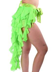 1 Piece Women S Belly Dance Hip Scarf Belt Skirt With Lace Up Tassel Hem Wave Skirt P