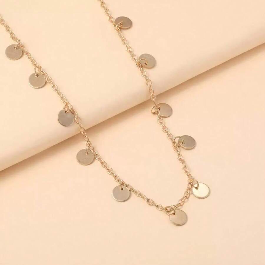 1pc Fashionable Versatile Minimalist Round Pendant Necklace