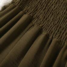 Women's Solid Color Elegant Versatile Pleated Wide Leg High-Waist Pants - Army Green - View 6