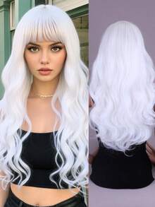 شعر مستعار أمواج سوداء مجعدة، 28 بوصة، مناسب للتنقل اليومي وتصفيف الشعر في الحفلات.