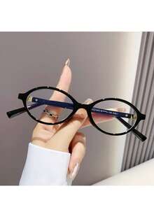 2025 Spring New Retro Oval Frame Nerd Glasses Frame, Solid Color Casual TPR (Thermoplastic Rubber) Non-Prescription Glasses - Multicolor - View 13
