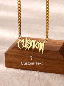 Collar con colgante personalizado con letra árabe, unisex, cadena gruesa de acero inoxidable tipo eslabón, colgante personalizable, collar personalizado, regalo de cumpleaños - Multicolor - Ver 12