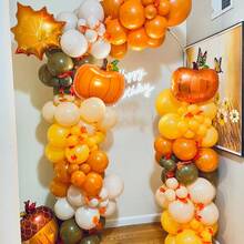 1/3/5pcs Small Flower Pumpkin Foil Balloons, Suitable For Thanksgiving Decor, Harvest Festival Party, Pumpkin Theme Party, Halloween, Autumn Thanksgiving Happy Party, Christening, Autumn Birthday, Wedding