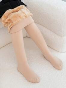 3 件/包 女童/幼儿经典简约休闲保暖内衬厚保暖紧身裤，亲肤柔软时尚百搭打底裤，适合秋冬日常穿着或节日礼物 - 彩色 - 查看 4