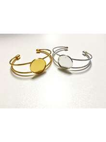 قاعدة سوار DIY قابلة للتشكيل بحجم 20/25 ملم لتركيب الحجر الكريم المستدير، قطعتان من ملحقات صنع المجوهرات اليدوية