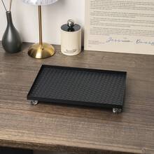 1 pièce Plateau de vanité tressé avec support en acrylique de forme diamant, disponible en blanc, noir et marron, polyvalent pour les parfums, les rouges à lèvres, les bougies, l'affichage des bijoux et à des fins décoratives