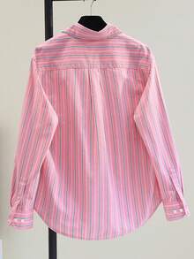 2025新款竖条纹长袖宽松休闲女式衬衫