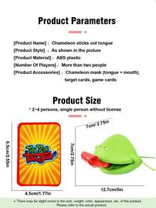 1 Set Frog Tongue Toy, Supports 2-4 Player Interaction, Includes Frog Mouth Lizard Mask, Greedy Chameleon Musical Instrument Creative Props, Wedding Blow Card Board Game, Wedding Toys And Annual Party Interactive Props, Team Building And Expansion Activity Supplies, Fun Masks. - Multicolor - View 3