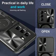 Infinix Hot 50 Pro 4G 手机壳，带滑动相机镜头和支架 - 黑色 - 查看 3