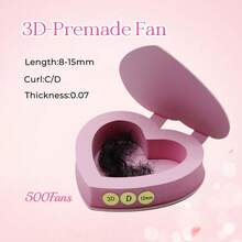 3D 4D 5D 6D 7D 8D 预制浓密睫毛延长 500 扇形长度 8-15 毫米预制扇形 0.07 毫米睫毛延长 D 卷曲预制睫毛扇形尖头手工制作预制散装扇形薄底座 - D - 查看 23