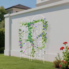 Elegant White Metal Garden Fence For Climbing Plants - Durable Iron Frame With Floral Design, Easy Assembly, Perfect For Enhancing Your Outdoor Space - 典雅白 - 查看 3