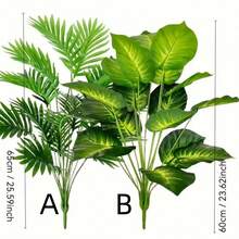 2 件热带植物套装 - 人造花叶万年青和槟榔棕榈，适用于家庭、办公室、花园装饰 - 非常适合婚礼、周年纪念和节日 - 室内/室外使用，不含花盆、房间装饰、家居装饰、厨房装饰、婚礼装饰
