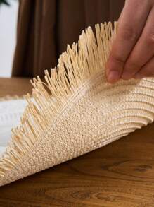 1/4/6/12pcs Bohemian Style Round Paper Placemats, Non-Slip Table Mats For Home Kitchen Dining, Suitable For Holiday Gatherings, Birthdays, Weddings, Parties, Coffee Tables (Note: The Mats Are Paper And Cannot Be Washed),Fall Decor,Autumn Decor,Room Decor - Beige - View 7