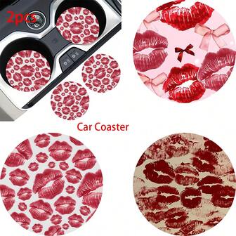2 件装汽车杯垫时尚耐用速干防滑汽车杯垫