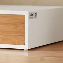 SoBuy FRG179 Coffee Capsule Box Made Of MDF And Bamboo Capsule Holder For Capsules Capsule Stand Monitor Stand Capsule Dispenser Monitor Riser With Drawer