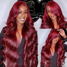 Burgundy Lace Front Wig Body Wave Human Hair 13x4 HD Transparent 99J Lace Front Wigs Human Hair Pre Plucked With Baby Hair 250% Density Body Wave Glueless Human Hair Wigs For Women - S99J - 查看 10