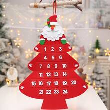 Calendario de Adviento de tela con árbol de Navidad, calendario de cuenta regresiva navideña de fieltro para colgar en la pared, regalo de Navidad y Año Nuevo, decoración para el hogar y fiestas