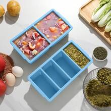 Silicone Freezer Molds For Soup With Lid, 1-Cup & 2-Cup Large Ice Cube Trays Food Storage Containers For Meal Prep, Freeze 250mL/125mL Portions – 2 Pack - Xanh nhạt - Xem 4