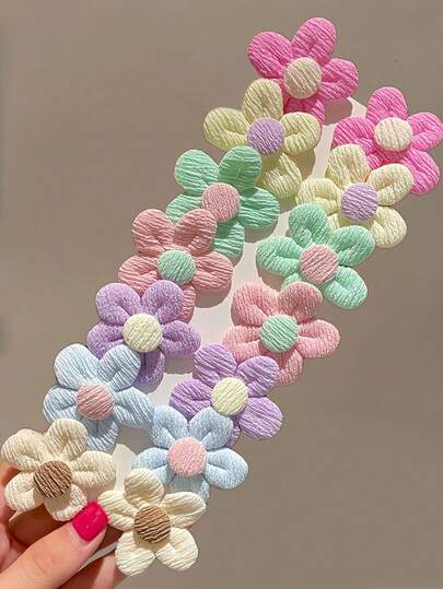 10pcs/Set Colorful Flower Hair Clips, Soft And Dreamy Color Palette With Pink, Purple, Blue, Yellow Tones And Contrasting Flower Centers, Suitable For Girls And Women, Perfect For Creating Fresh Daily Hairstyles Or Glamorous Party Looks, A Romantic And Playful Accessory, Claw Clips, Hair Claws, Hair Slide, Hair Barrettes, Hair Accessories, Vacation Outfits Woman, Head Accessories, Hairpin