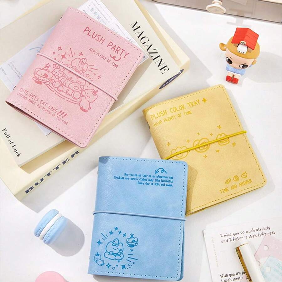 1 Planejador de folhas soltas M5, prato de pelúcia colorido, planejador com padrão de desenho animado, livro de adesivos decorativos faça você mesmo, adequado para cenários de criação de planejadores