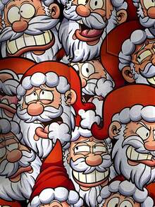 Christmas Santa Claus Cartoon 3D Digital Print Men's Button Pocket Short Sleeve Shirt - Red - View 5